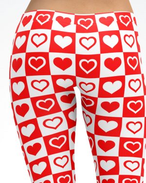 Red and White Heart Leggings