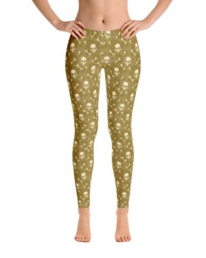 Green Skulls Biker Leggings