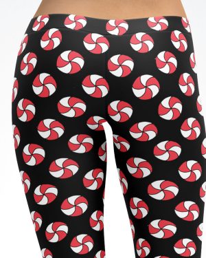 Christmas Candies Black Capri Leggings