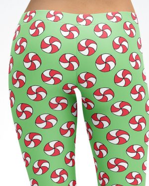 Christmas Candies Green Capri Leggings