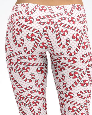 Christmas Candy Canes Pink Capri Leggings