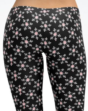 Christmas Black Snowflake Capri Leggings