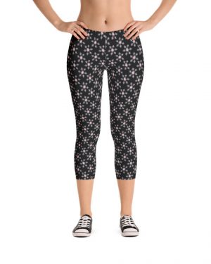 Christmas Black Snowflake Capri Leggings