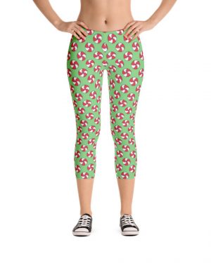 Christmas Candies Green Capri Leggings