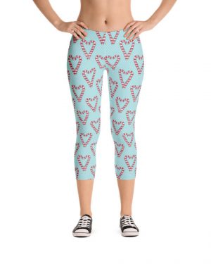 Christmas Candycane Capri Leggings