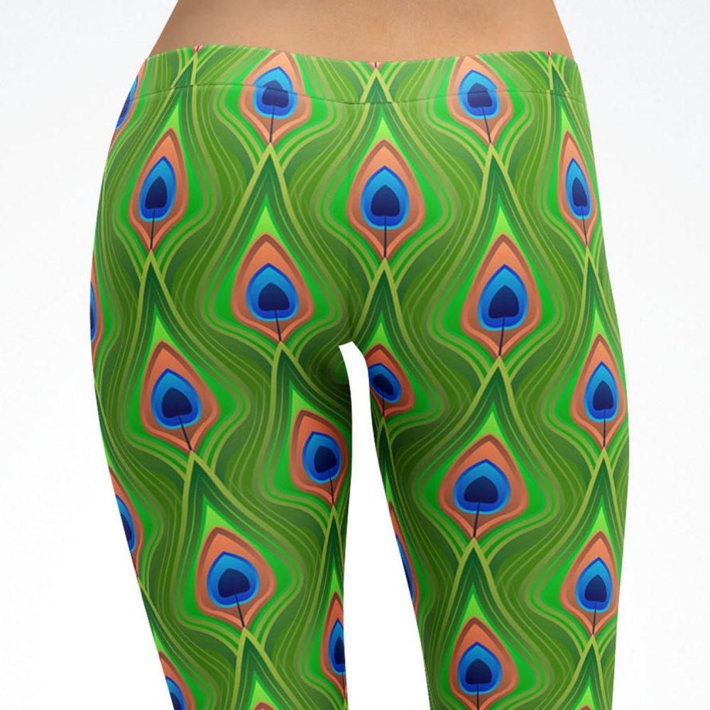 Peacock Feather Leggings Yoga Pants