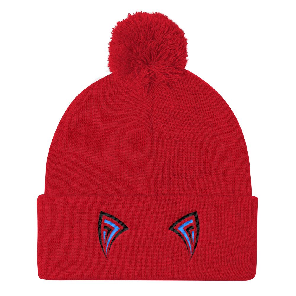 Cat Ears Tattoo Style Pom Pom Knit Cap - Image 4