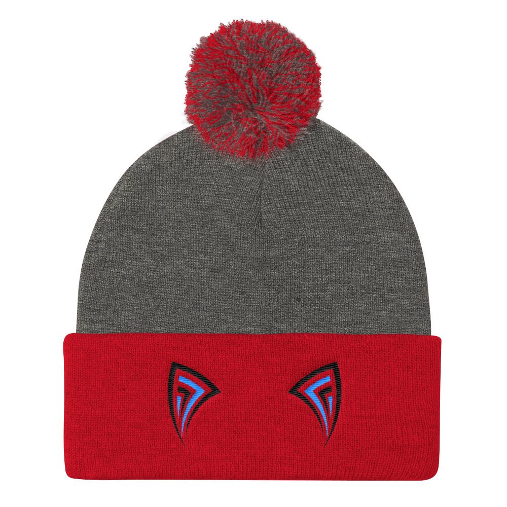 Cat Ears Tattoo Style Pom Pom Knit Cap - Image 2