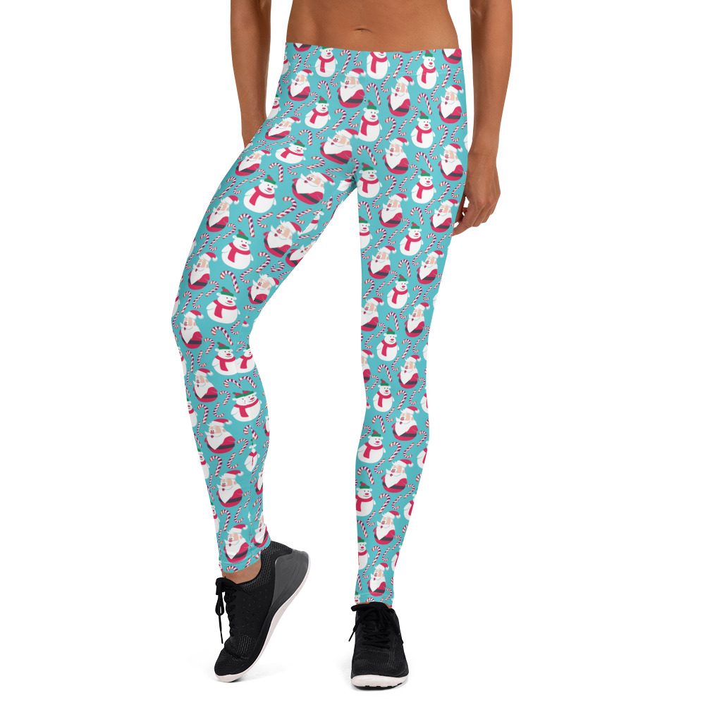 Santas and Snowmen Christmas Leggings - Running Costume - Image 5