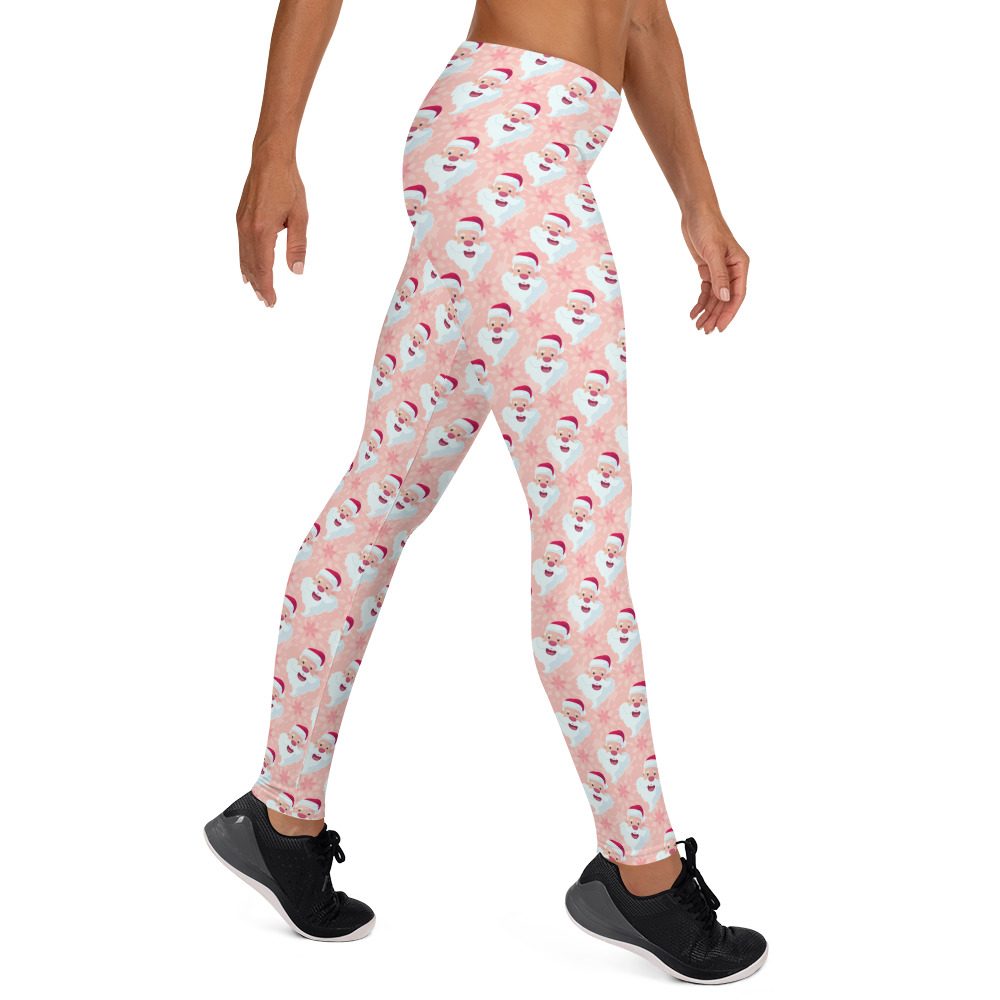 Pink Santa Head Christmas Leggings - Running Costume - Image 4