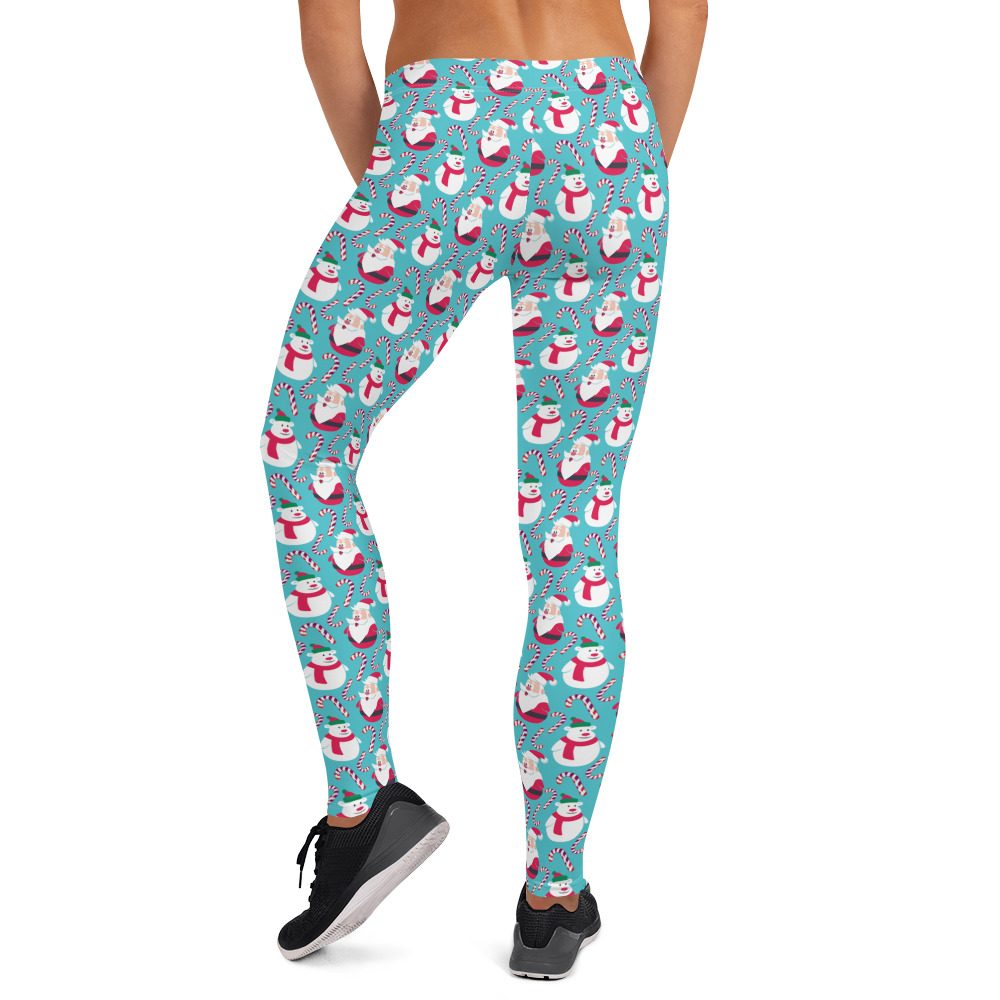 Santas and Snowmen Christmas Leggings - Running Costume - Image 2