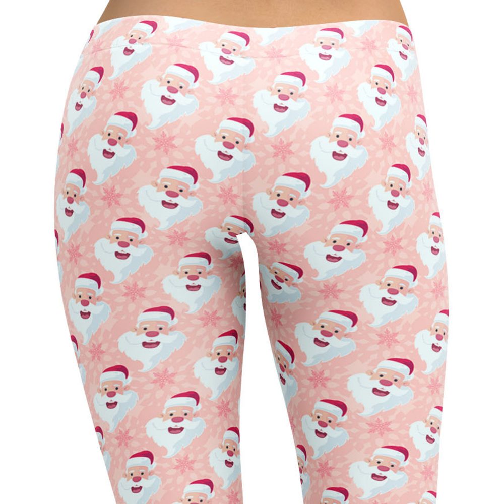 Pink Santa Head Christmas Leggings - Running Costume