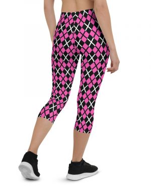 Pink and Black Plaid – Capri Leggings