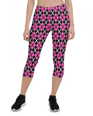 Pink and Black Plaid – Capri Leggings