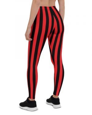 Black and Red Striped Leggings