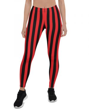 Black and Red Striped Leggings