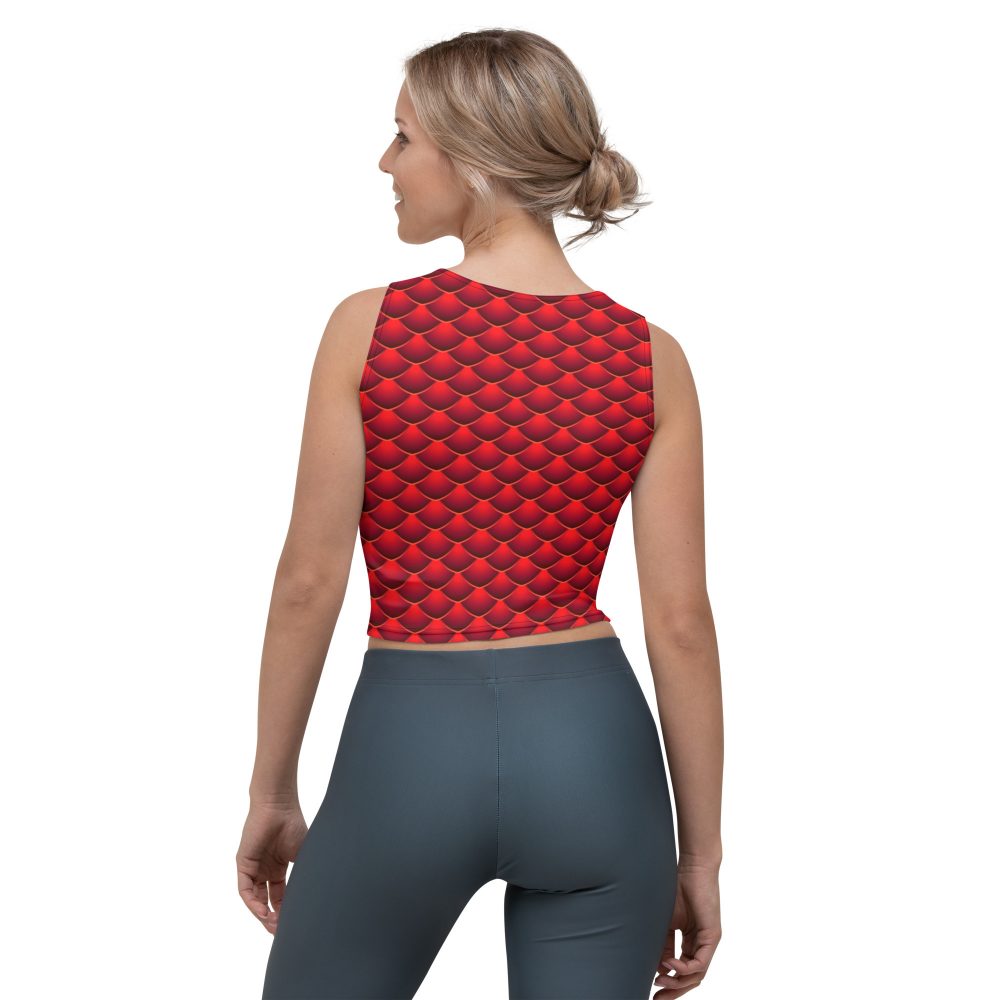 Woman's Costume, crop top, crop tank, tank top, uv protection, activewear, swimming shirt, sleeveless, slim fit, red dragon costume, reptile costume, Lizard Costume, halloween costume, cosplay costume, rundisney, rundisney costume, activewear costume, dance costume, disneyland costume, festival costume, plus size costume, plus size