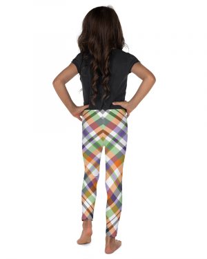 Plaid White Purple Kid’s Leggings