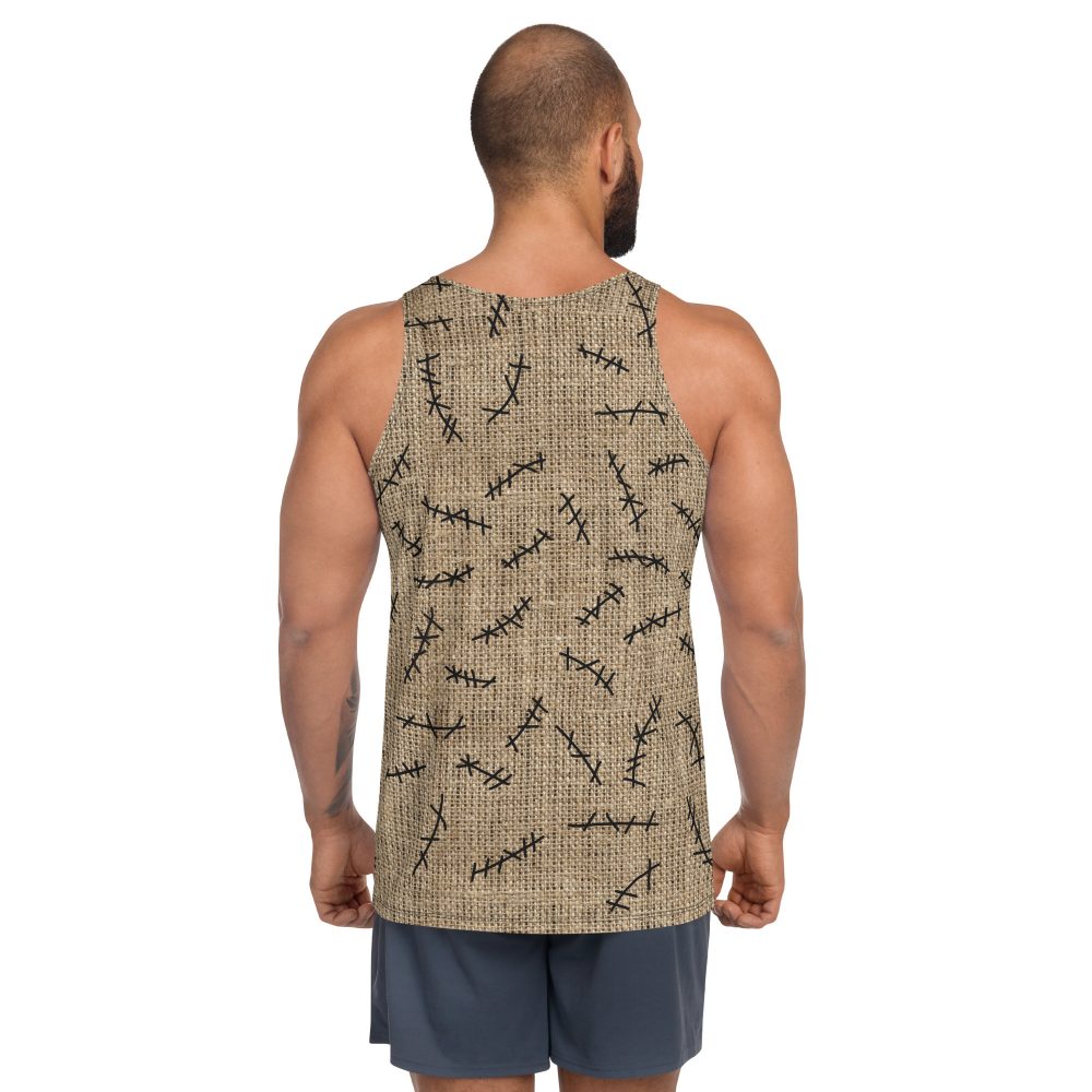 oogie boogie costume, nightmare before christmas costume, burlap sac, costume, activewear, running, rundisney, rundisney costume, dance costume, men's costume, uv protection, men's tank top, tank top