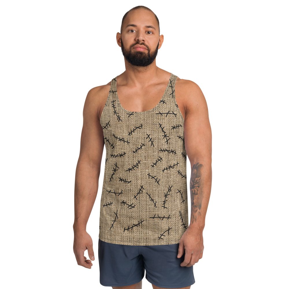 oogie boogie costume, nightmare before christmas costume, burlap sac, costume, activewear, running, rundisney, rundisney costume, dance costume, men's costume, uv protection, men's tank top, tank top