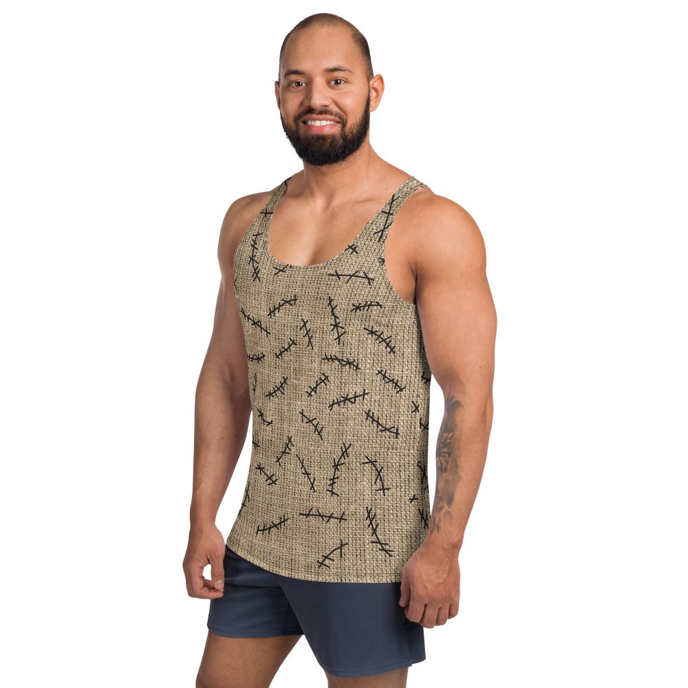 oogie boogie costume, nightmare before christmas costume, burlap sac, costume, activewear, running, rundisney, rundisney costume, dance costume, men's costume, uv protection, men's tank top, tank top