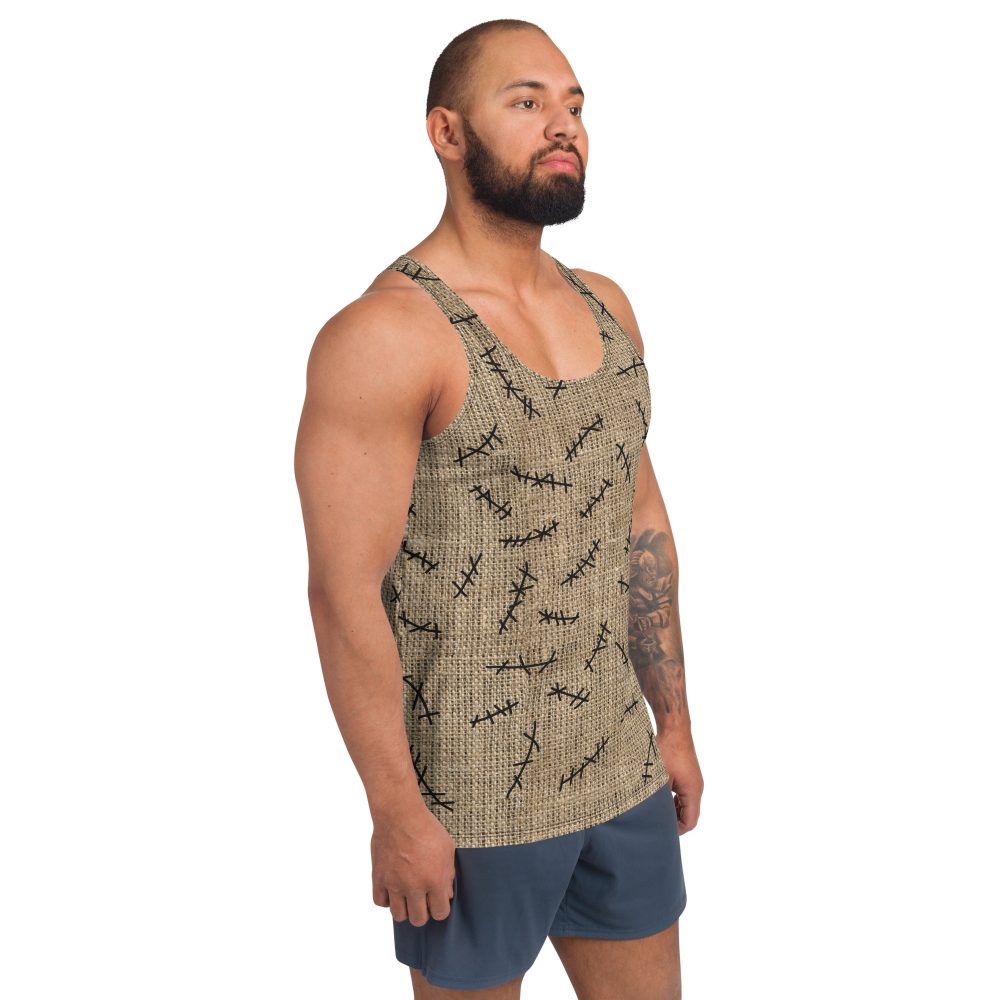 oogie boogie costume, nightmare before christmas costume, burlap sac, costume, activewear, running, rundisney, rundisney costume, dance costume, men's costume, uv protection, men's tank top, tank top