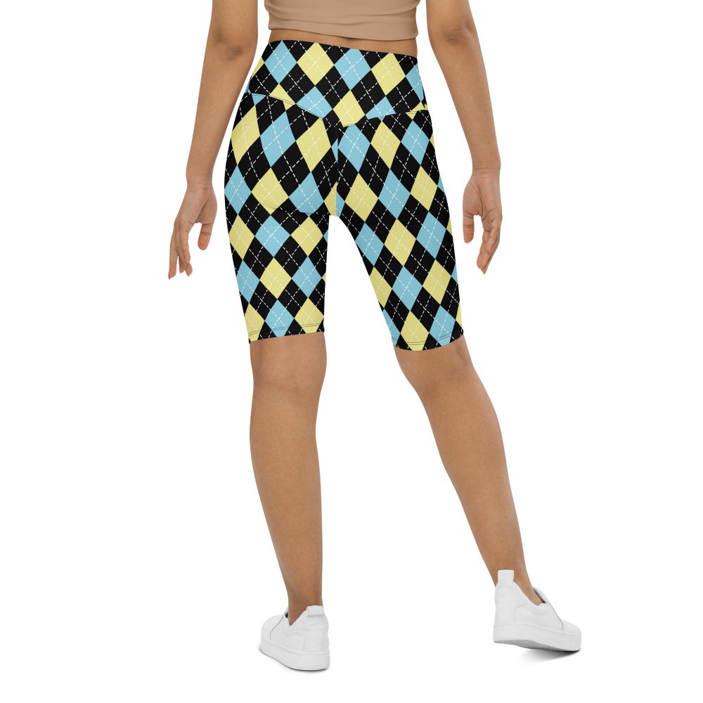 Argyle Blue Black Yellow Bike Shorts - Image 6