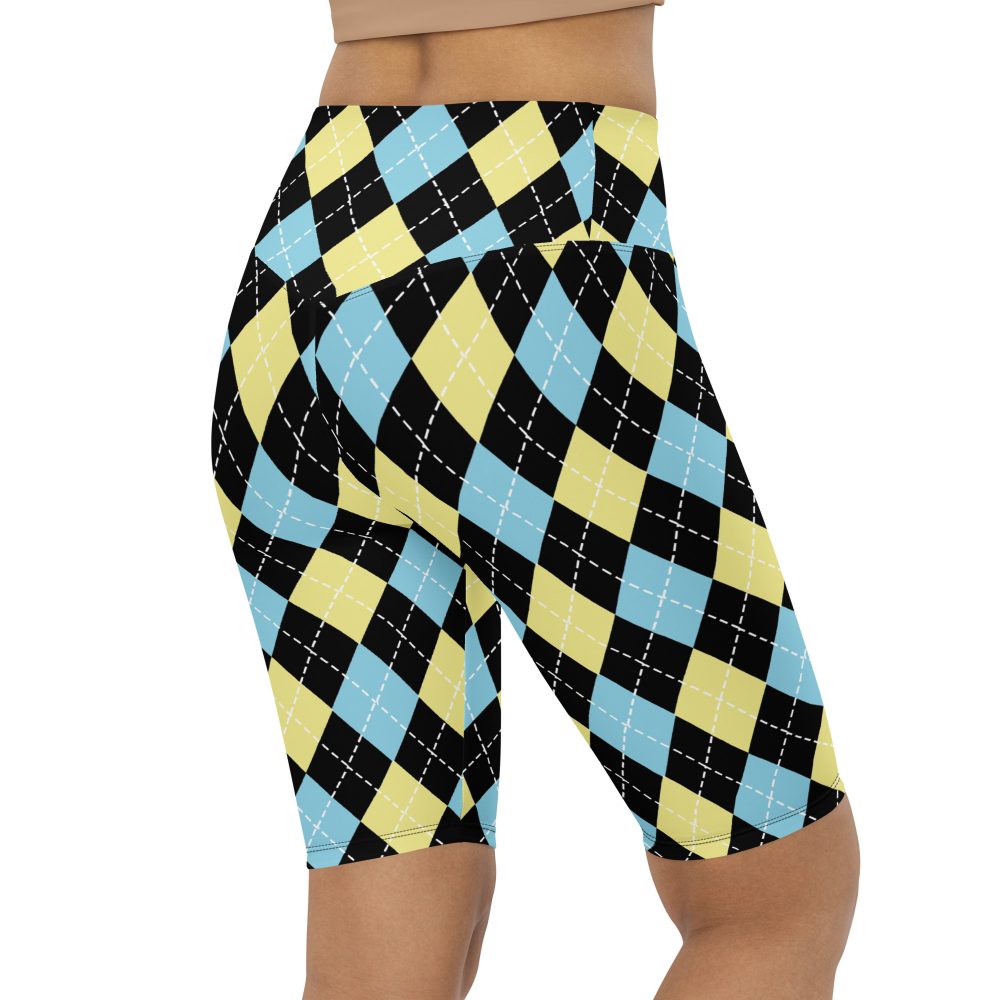 Argyle Blue Black Yellow Bike Shorts - Image 7