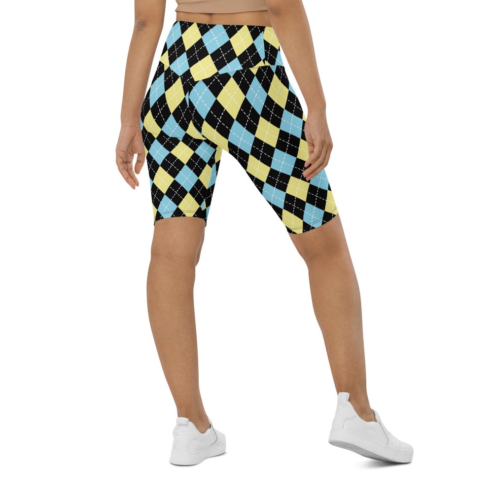 Argyle Blue Black Yellow Bike Shorts - Image 2