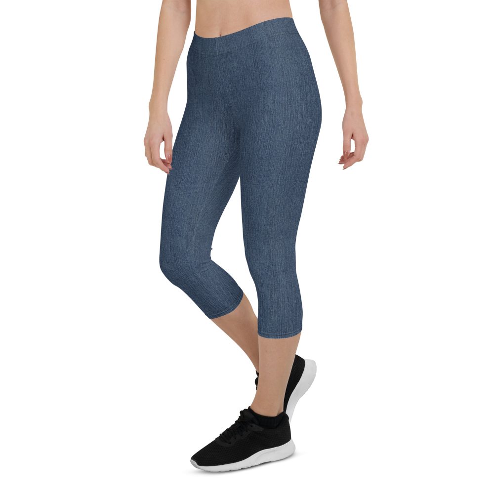 Jeggings - Jean Print Capri Leggings - Image 5