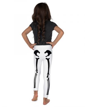 Skeleton Halloween Cosplay Costume Black Bones Kid’s Leggings