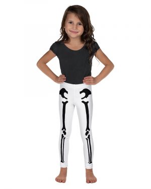 Skeleton Halloween Cosplay Costume Black Bones Kid’s Leggings