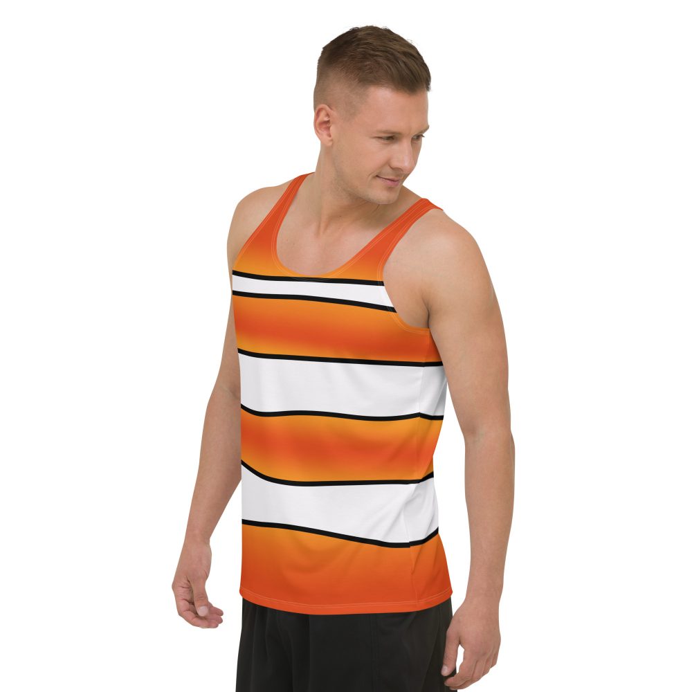 tank top, unisex, shirt, orange and white striped, Nemo costume, clown fish costume, Cosplay Costume, Halloween Costume, Womans costume, plus size costume, matching costume, men's costume, children's costume, kid's costume, women's costume, girls costume, boys costume, running costume, rundisney, run disney, dance costume, activewear