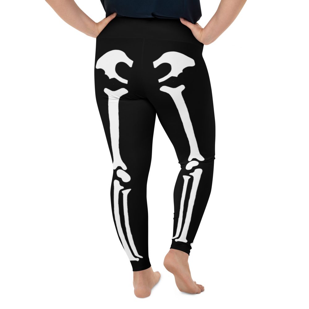 Skeleton Halloween Cosplay Costume Black Bones Plus Size Leggings - Image 2