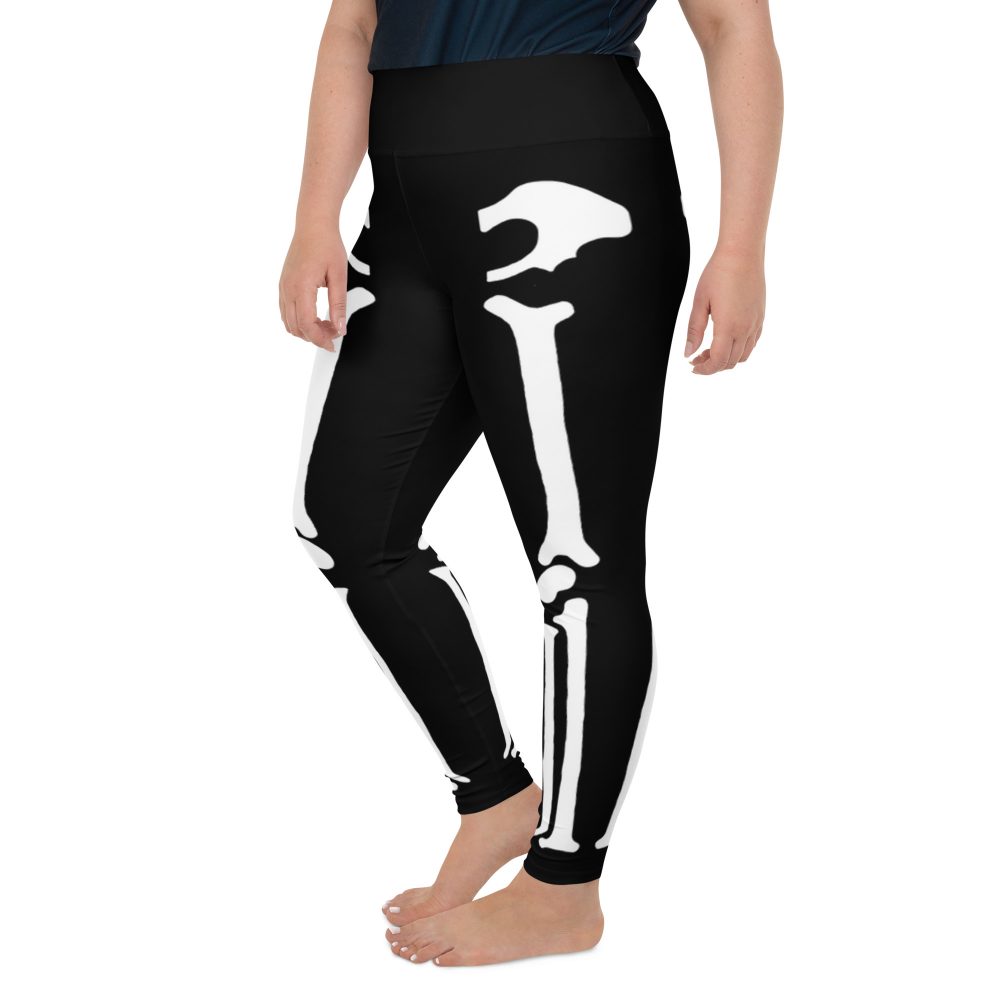 Skeleton Halloween Cosplay Costume Black Bones Plus Size Leggings - Image 4