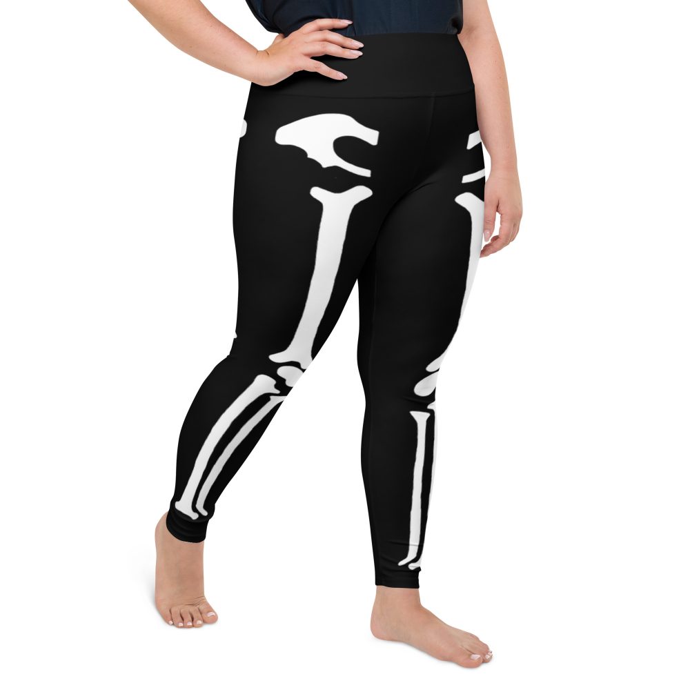 Skeleton Halloween Cosplay Costume Black Bones Plus Size Leggings - Image 3