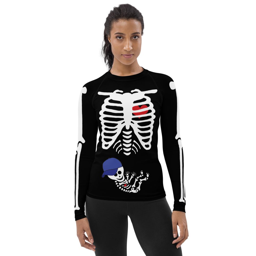 Pregnant Skeleton Baby Boy Halloween Cosplay Costume Women's Rash Guard