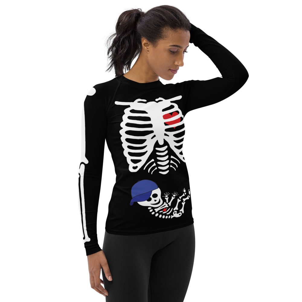 Pregnant Skeleton Baby Boy Halloween Cosplay Costume Women's Rash Guard - Image 4