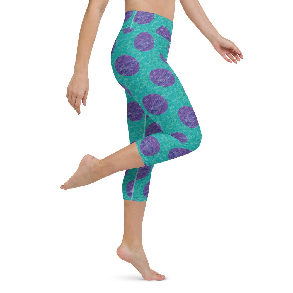 fashion capris leggings, yoga leggings, high waist, costume leggings, capris, leggings, uv protection, swim costume, monster tank top, Purple and blue polkadot, Sully Costume, Monster costume, Monsters Inc., Cosplay Costume, Halloween Costume, Womans costume, plus size costume, matching costume, men's costume, children's costume, kid's costume, women's costume, girls costume, boys costume, running costume, rundisney, run disney, dance costume, activewear