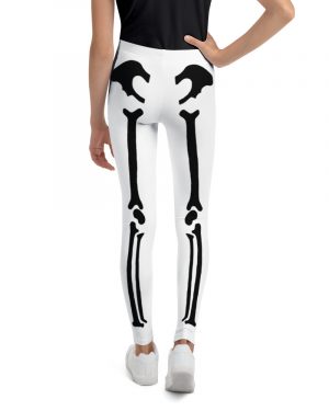 Skeleton Halloween Cosplay Costume Black Bones Youth Leggings