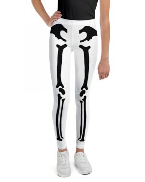 Skeleton Halloween Cosplay Costume Black Bones Youth Leggings