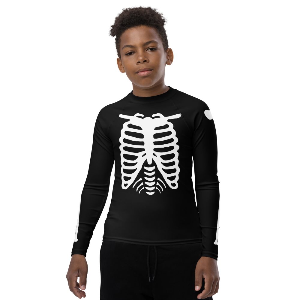 Skeleton Halloween Cosplay Costume Youth Rash Guard