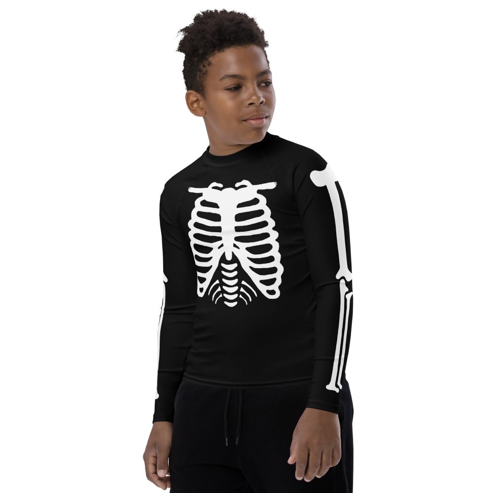 Skeleton Halloween Cosplay Costume Youth Rash Guard - Image 3