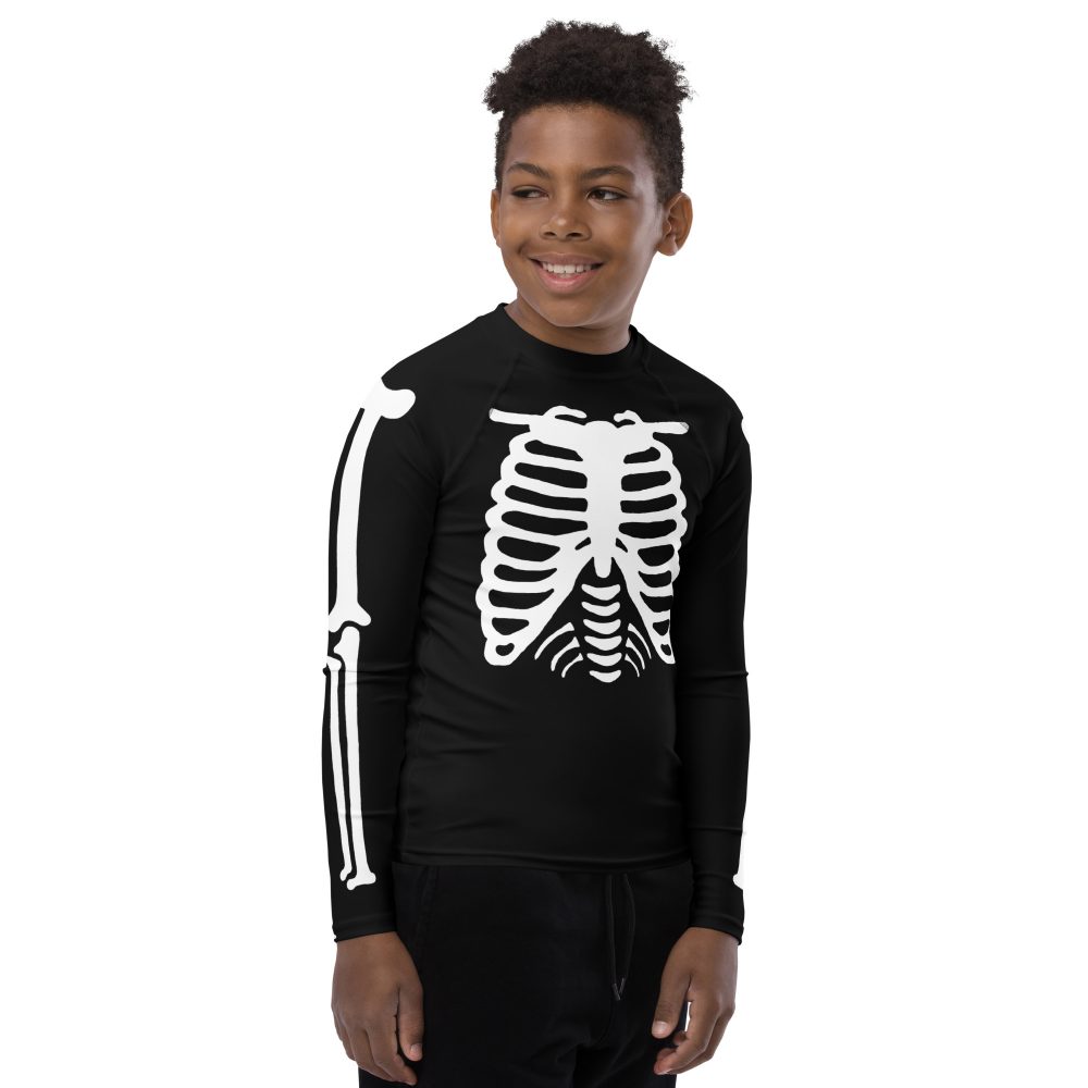 Skeleton Halloween Cosplay Costume Youth Rash Guard - Image 4