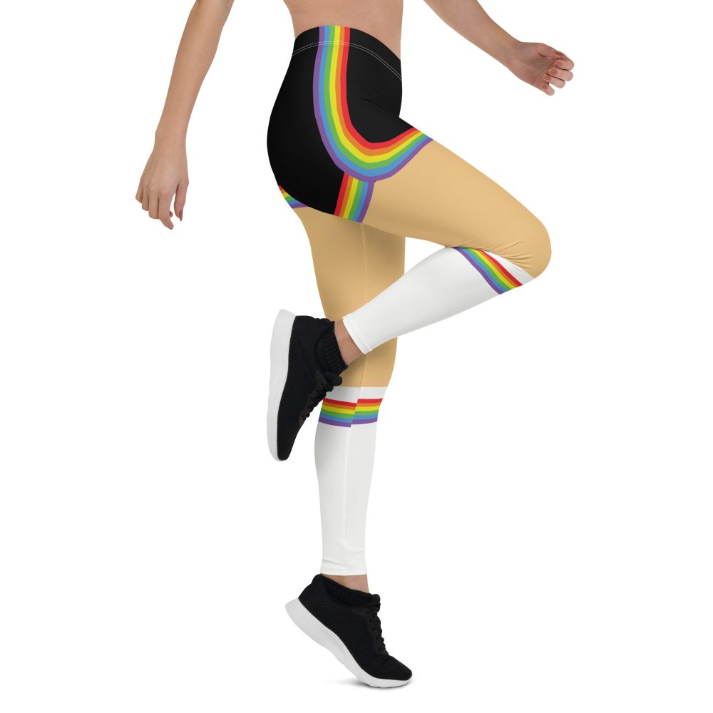 Rainbow Short Booty Shorts with Sport Socks 70’s Halloween Cosplay Costume Medium Light Skin Leggings - Image 6