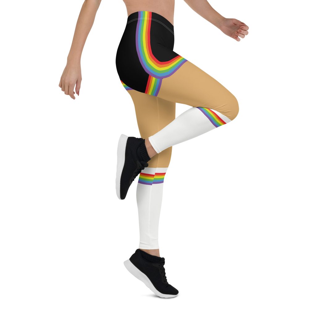 Rainbow Short Booty Shorts with Sport Socks 70’s Halloween Cosplay Costume Medium Skin Leggings - Image 6