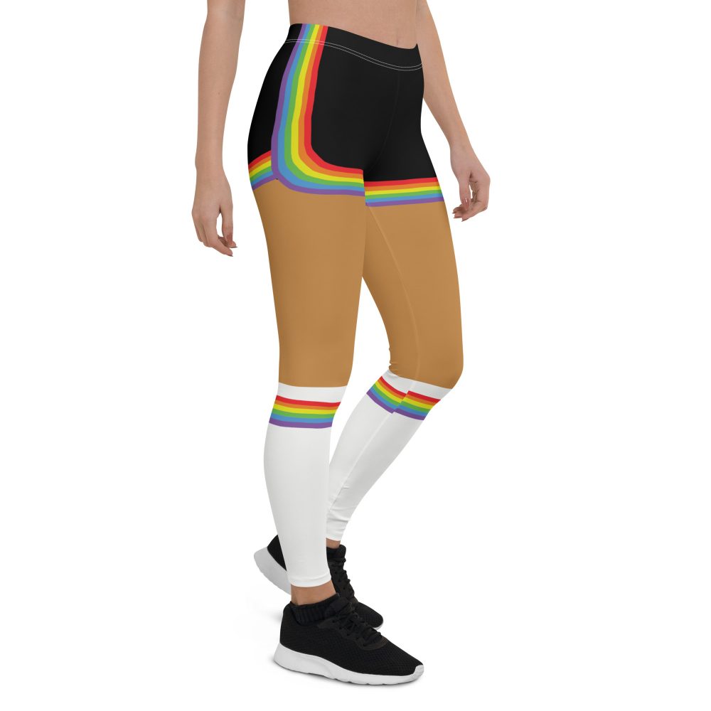 Rainbow Short Booty Shorts with Sport Socks 70’s Halloween Cosplay Costume Medium Dark Skin Leggings - Image 5