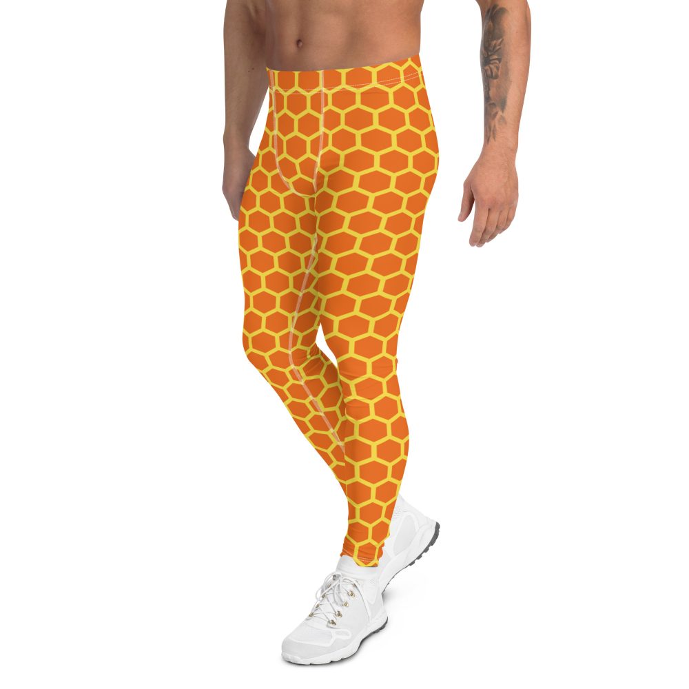 honeycome costume, beekeeper costume, winnie the pooh honey pot costume, activewear, running, rundisney, rundisney costume, dance costume, men's costume, uv protection, men's leggings, leggings, meggings, polyester, spandex, gusset