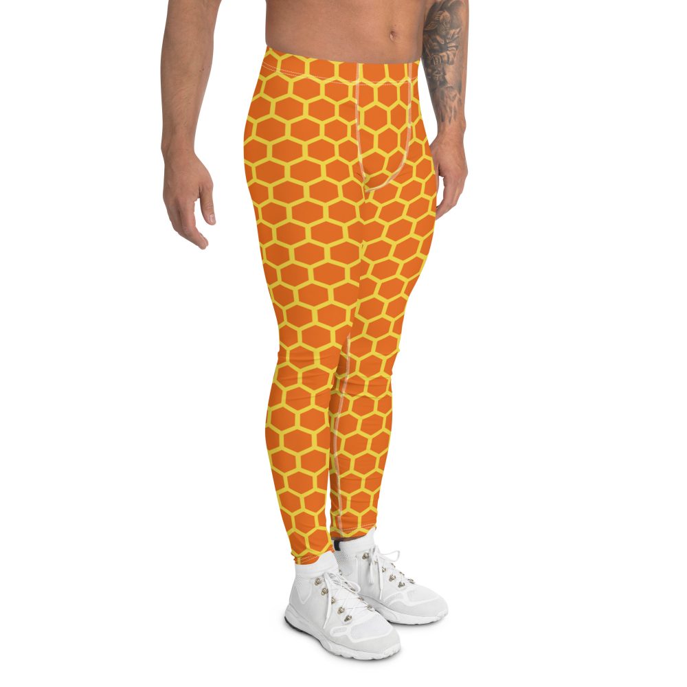 honeycome costume, beekeeper costume, winnie the pooh honey pot costume, activewear, running, rundisney, rundisney costume, dance costume, men's costume, uv protection, men's leggings, leggings, meggings, polyester, spandex, gusset