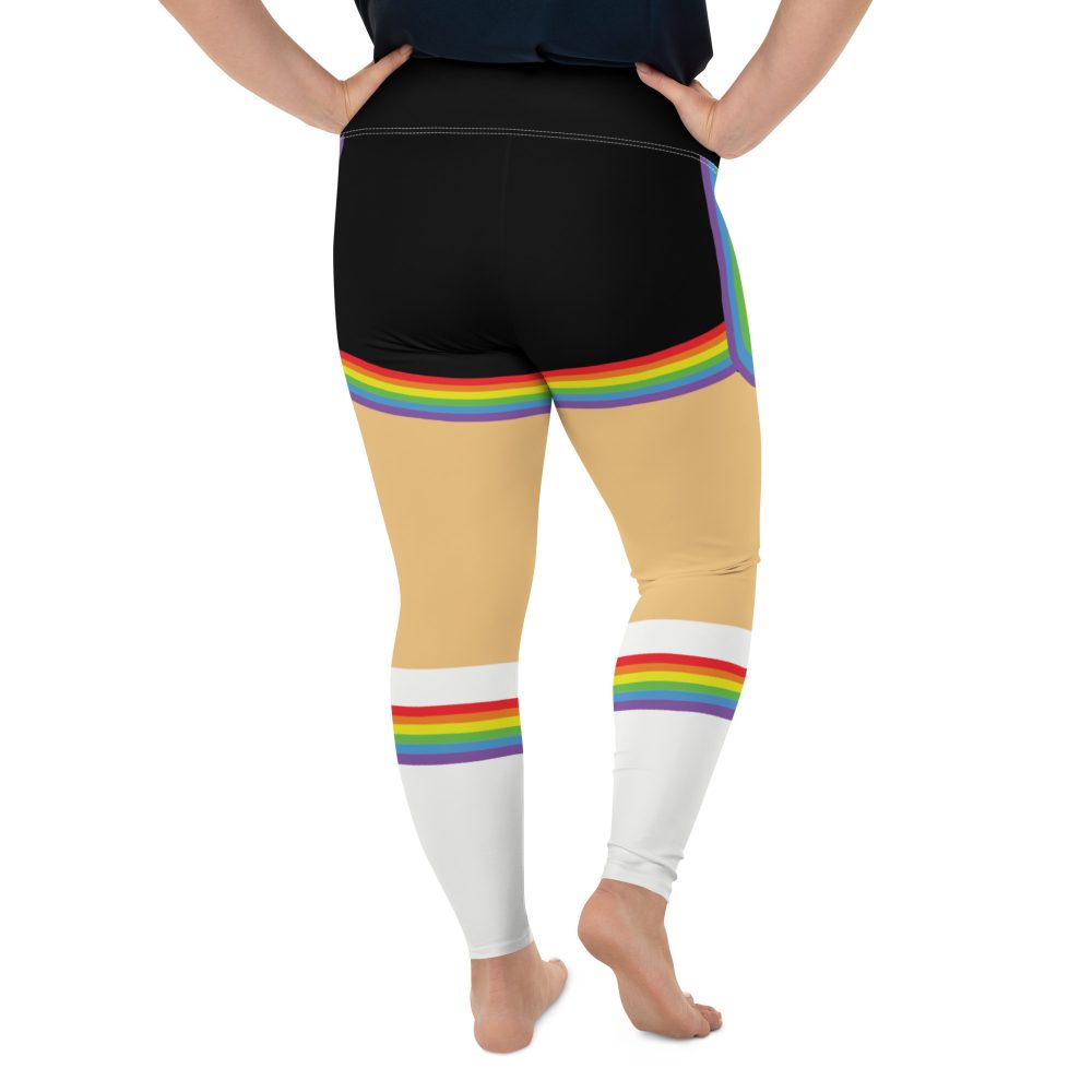 Rainbow Short Booty Shorts with Sport Socks 70’s Halloween Cosplay Costume Medium Light Skin Plus Size Leggings - Image 3